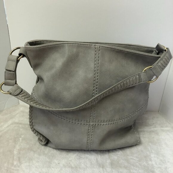 ANTIK Kraft Grey Stitched Hobo Purse - Picture 1 of 16